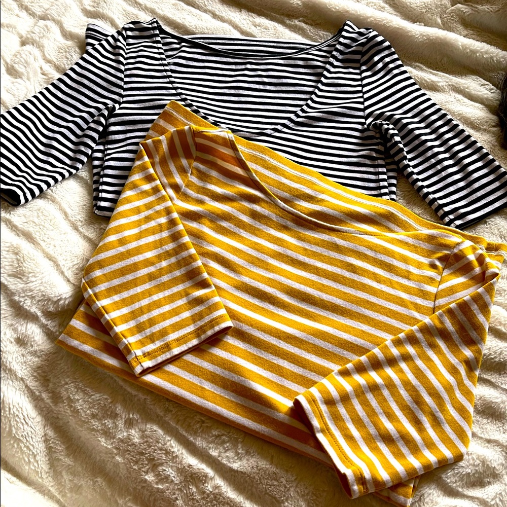 Black and yellow striped tops